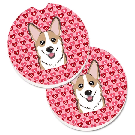 Carolines Treasures Sable Corgi Hearts Cup Holder Car Coasters - Set of 2 BB5323CARC